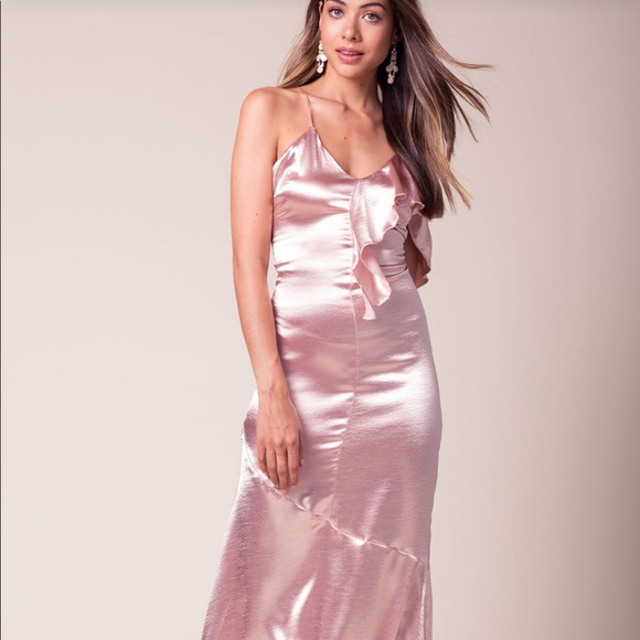 gold satin maxi dress